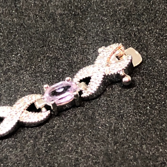 Genuine Amethyst/Diamond Infinity Bracelet - Picture 5 of 14